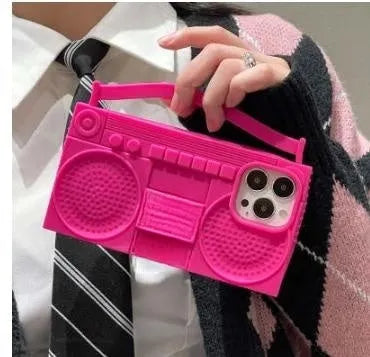 Pink silicone phone case for iPhone 11-14 Pro Max, all-inclusive fall protection design.