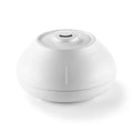 Round aromatherapy diffuser with LED flame simulation effects in black, cracked black or white colour options