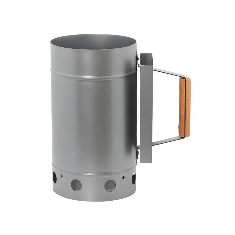 Zinc-iron alloy charcoal oven igniter with carbon barrel design for outdoor barbecues.