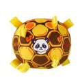 Bite-resistant plush ball dog toy with handle and internal bells for aggressive chewers