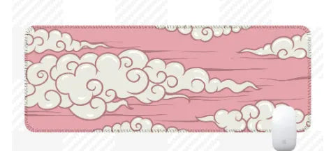 Large cloud pattern mouse pad with natural rubber base on office desk