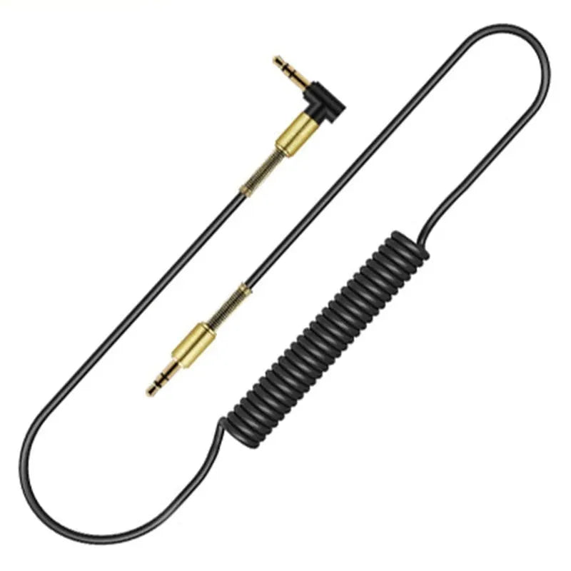35mm gold-plated male-to-male retractable spring elbow audio cable for car stereo