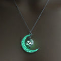 Glowing pendant necklace with silver plated chain, 50 cm length, luminescent pendant in white K plating