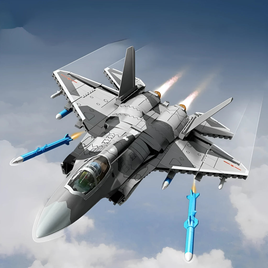J-50 6th generation fighter building blocks model in plastic, military shipborne assembly toy in colour box