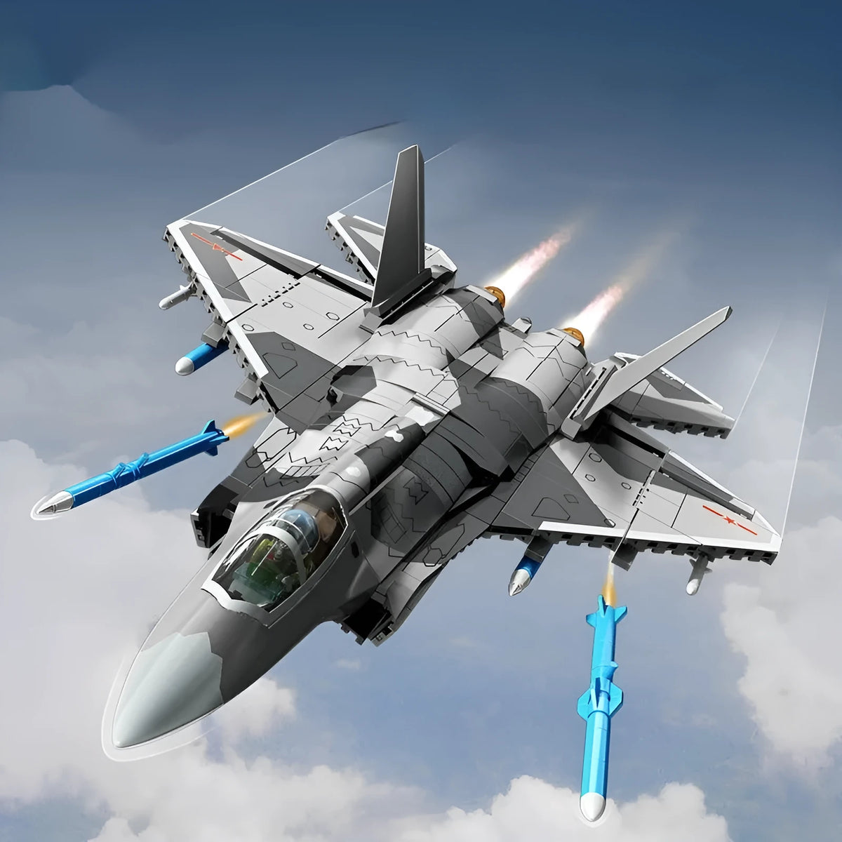 J-50 6th generation fighter building blocks model in plastic, military shipborne assembly toy in colour box