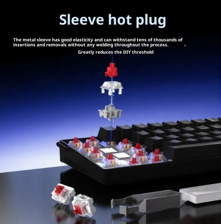 Ajazz NK61 wired mechanical keyboard in black or white with red switches, 61 keys, and Type-C cable