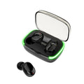 Touch Sports waterproof digital display true wireless headphones in Black with earbuds