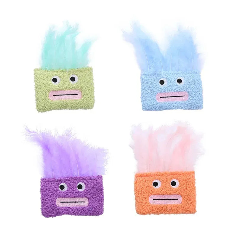 Colourful plush cat toy shaped like an explosion head with a big mouth, filled with natural catnip.