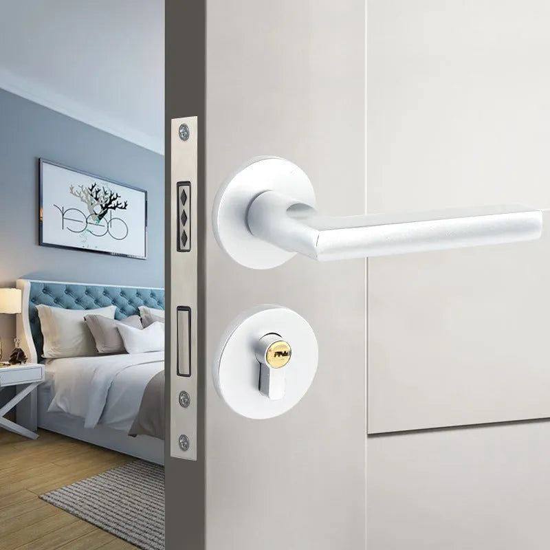 Aluminium split magnetic door lock handle for timber doors in black silver gold finishes