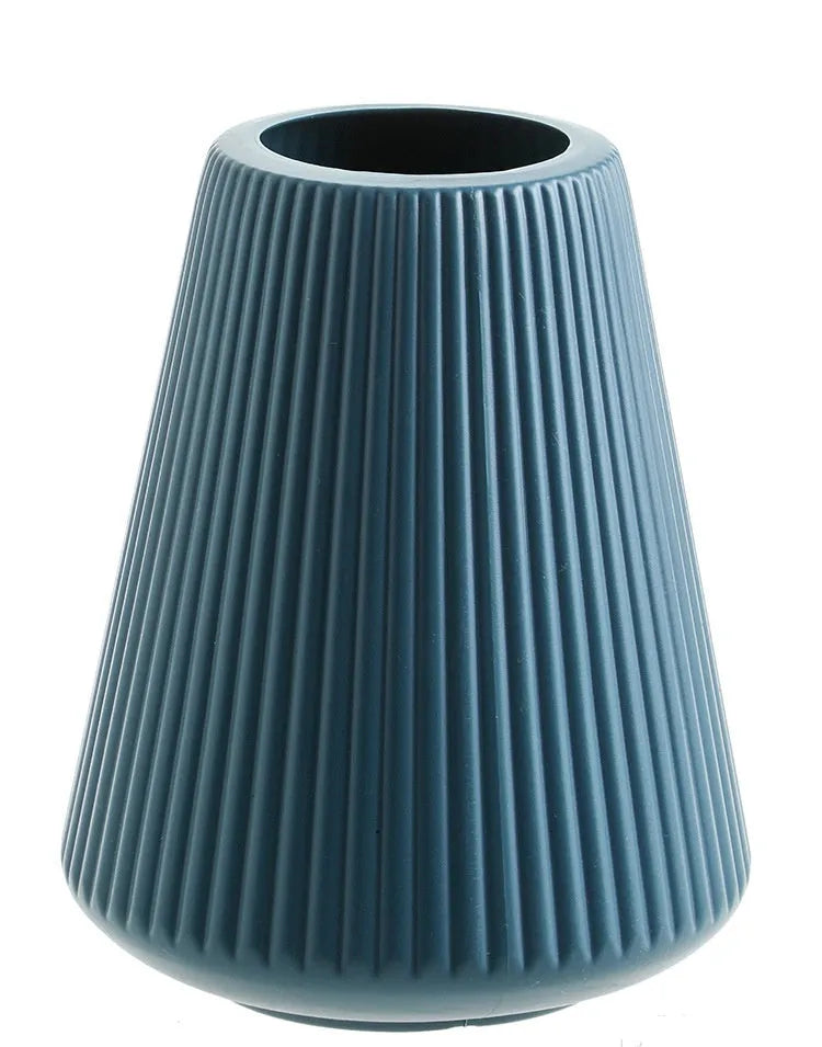 Colourful melamine plastic decorative vase measuring 16cm by 20cm in blue, green, pink and white options