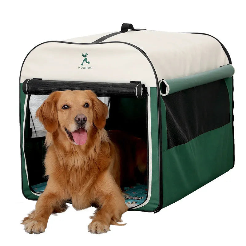Green warm dog kennel tent in breathable anti-mosquito composite fabric lamb cashmere, sizes S to XL