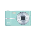Student mini digital camera in black, green, pink, or white showing compact 90mm design with manual controls