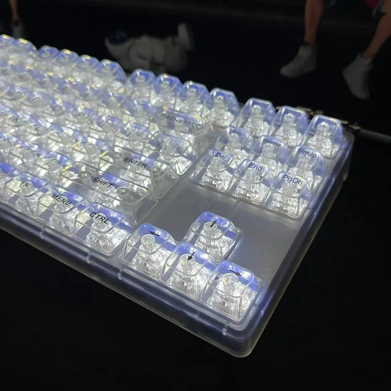 132 transparent plastic key caps for universal mechanical keyboard replacement