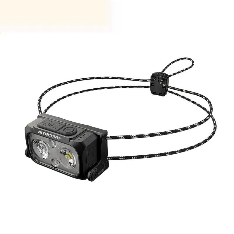 Lightweight rechargeable running headlight in black for off-road night use and maintenance work
