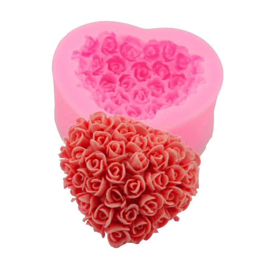 Pink rose silicone mould for Valentine's Day chocolate, fondant and cake decoration, single mould