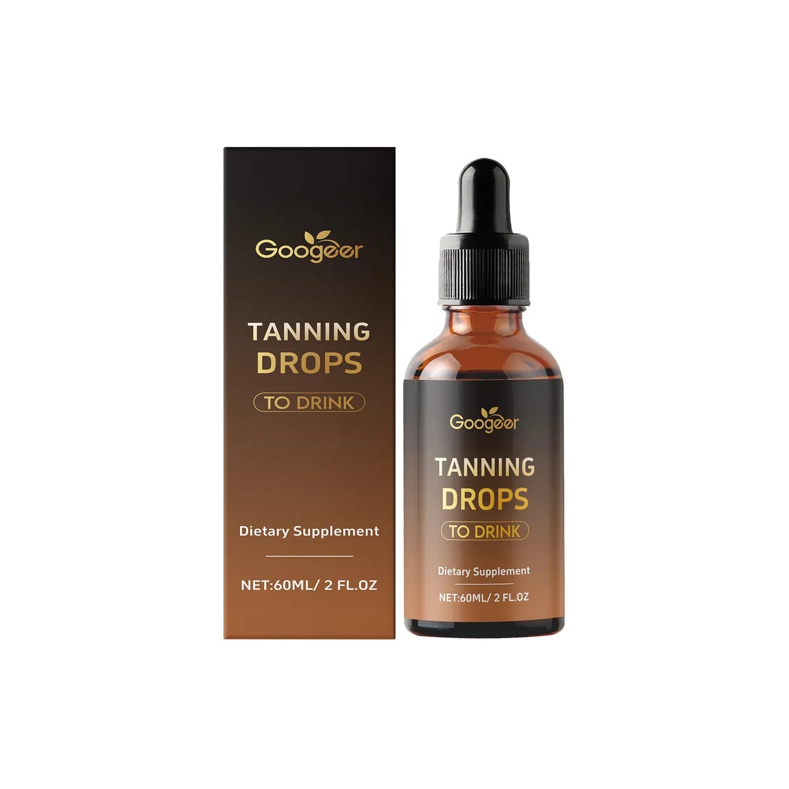 Googeer Tanning Drops To Drink 60ml bottle, a body treatment lotion for sunless tanning.