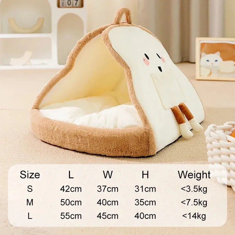 Green cat tent bed with fleece interior and mesh ventilation windows