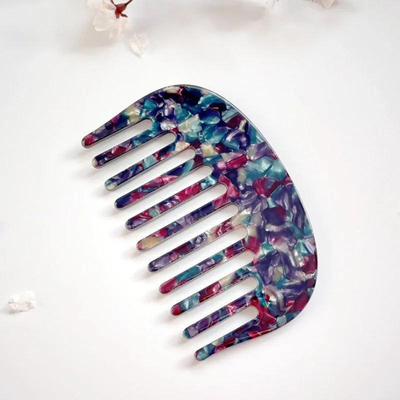 Acetate retro hair comb in cherry blossom powder colour, size 10x6.2cm, compact design