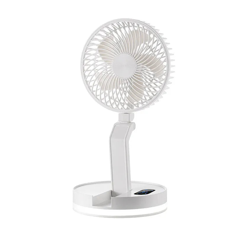 White household folding USB rechargeable fan with 7 blades and remote control