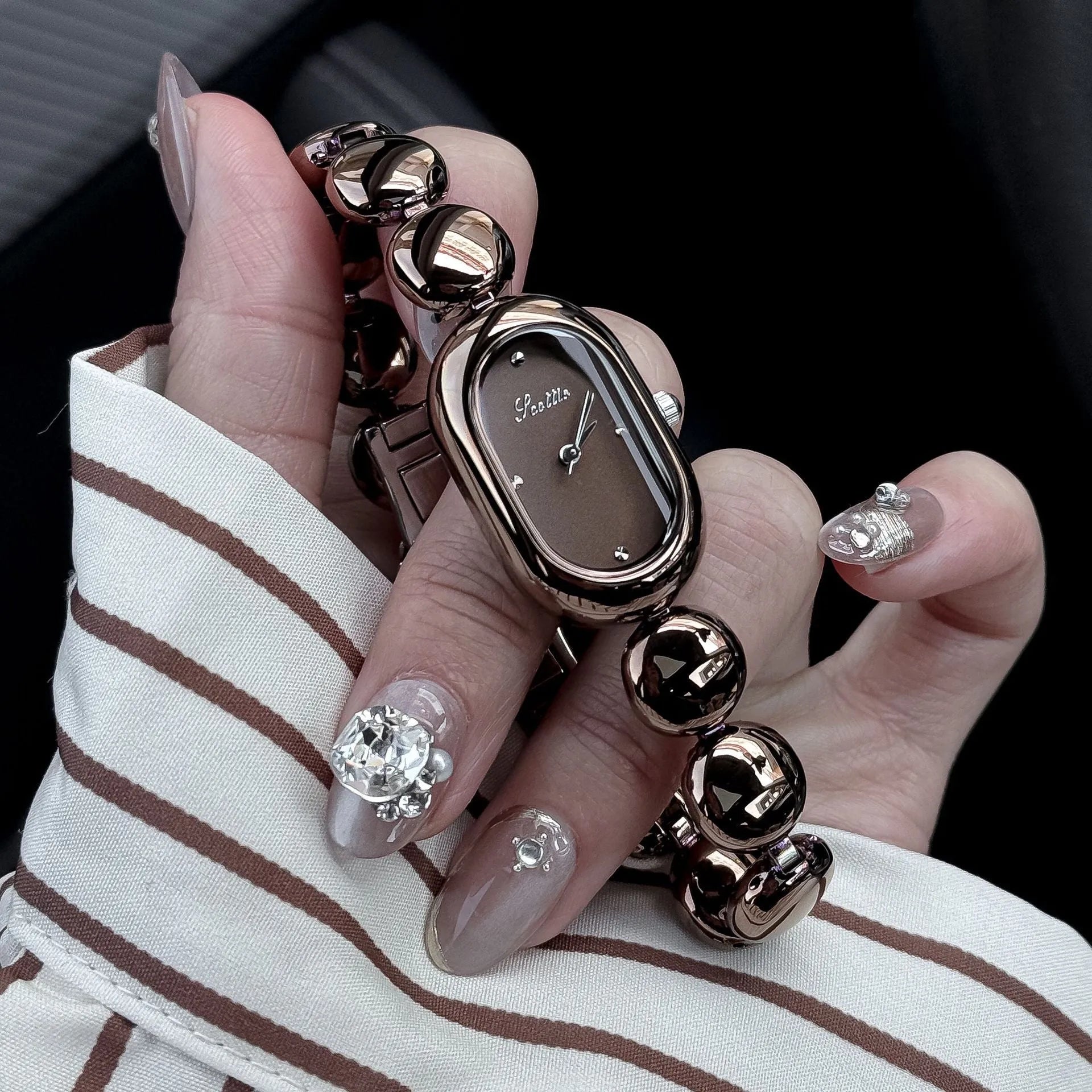 Women's oval dial gold-plated fashion watch bracelet in multiple colour options