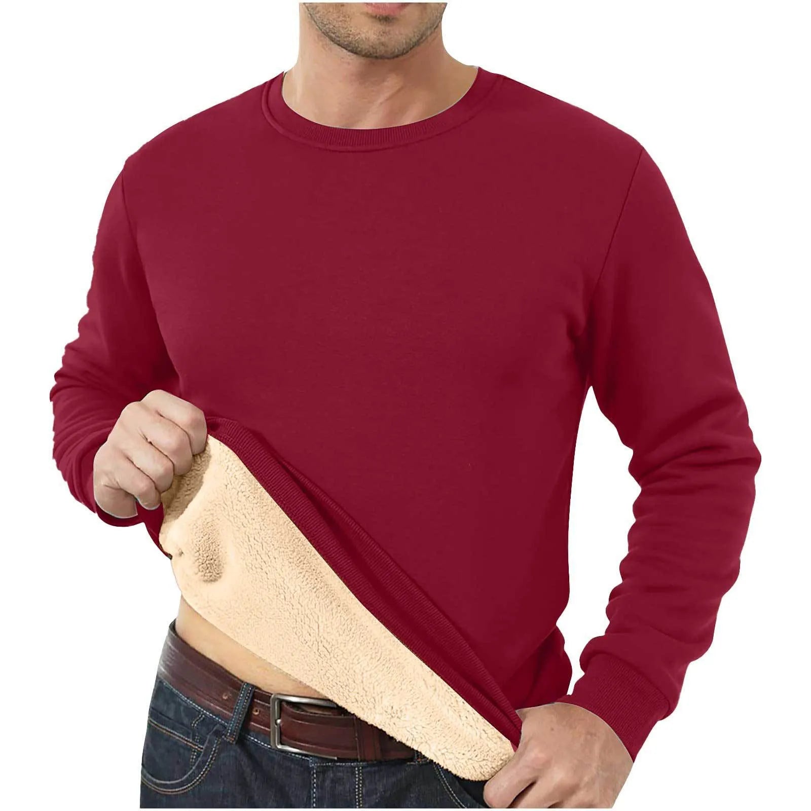 Solid colour loose fit cashmere blend pullover sweater with round neck and long sleeves on model