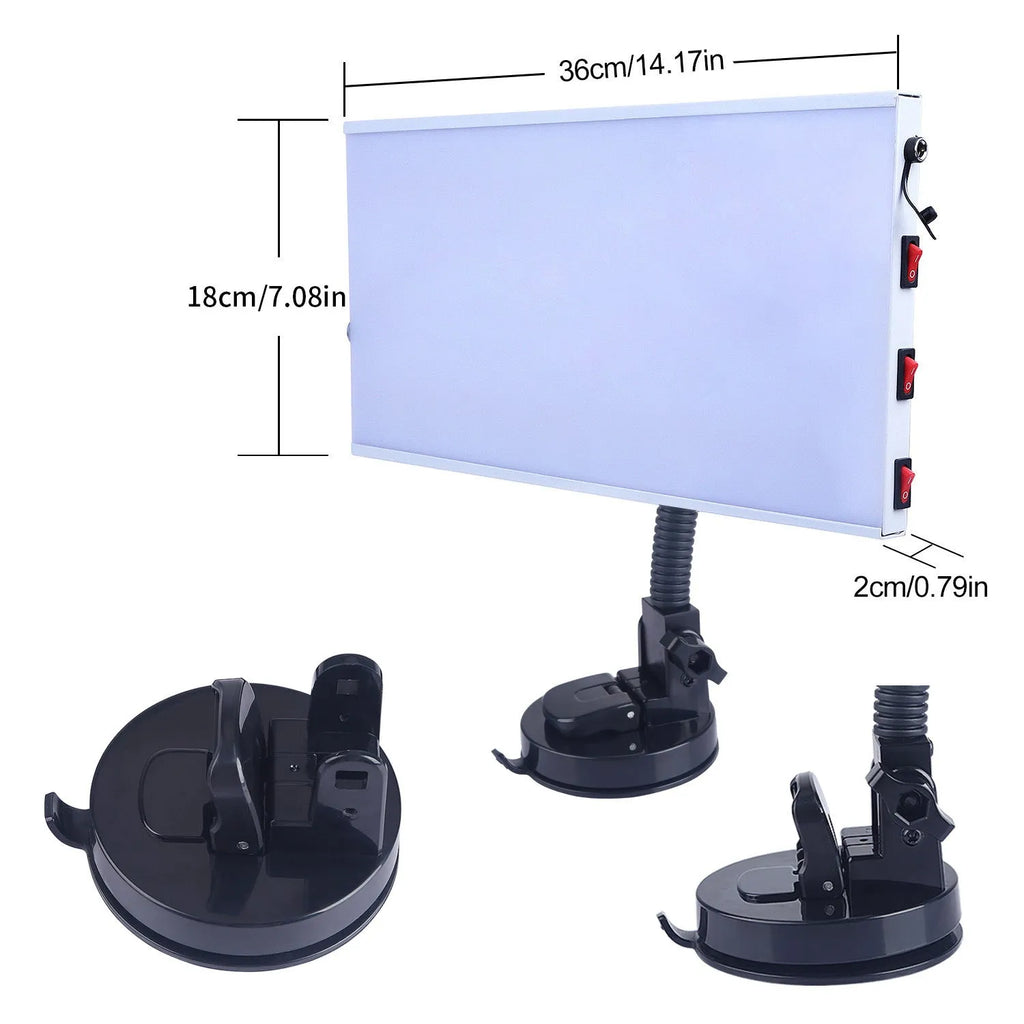 White car dent repair detector kit with concave inspection light for automotive bodywork