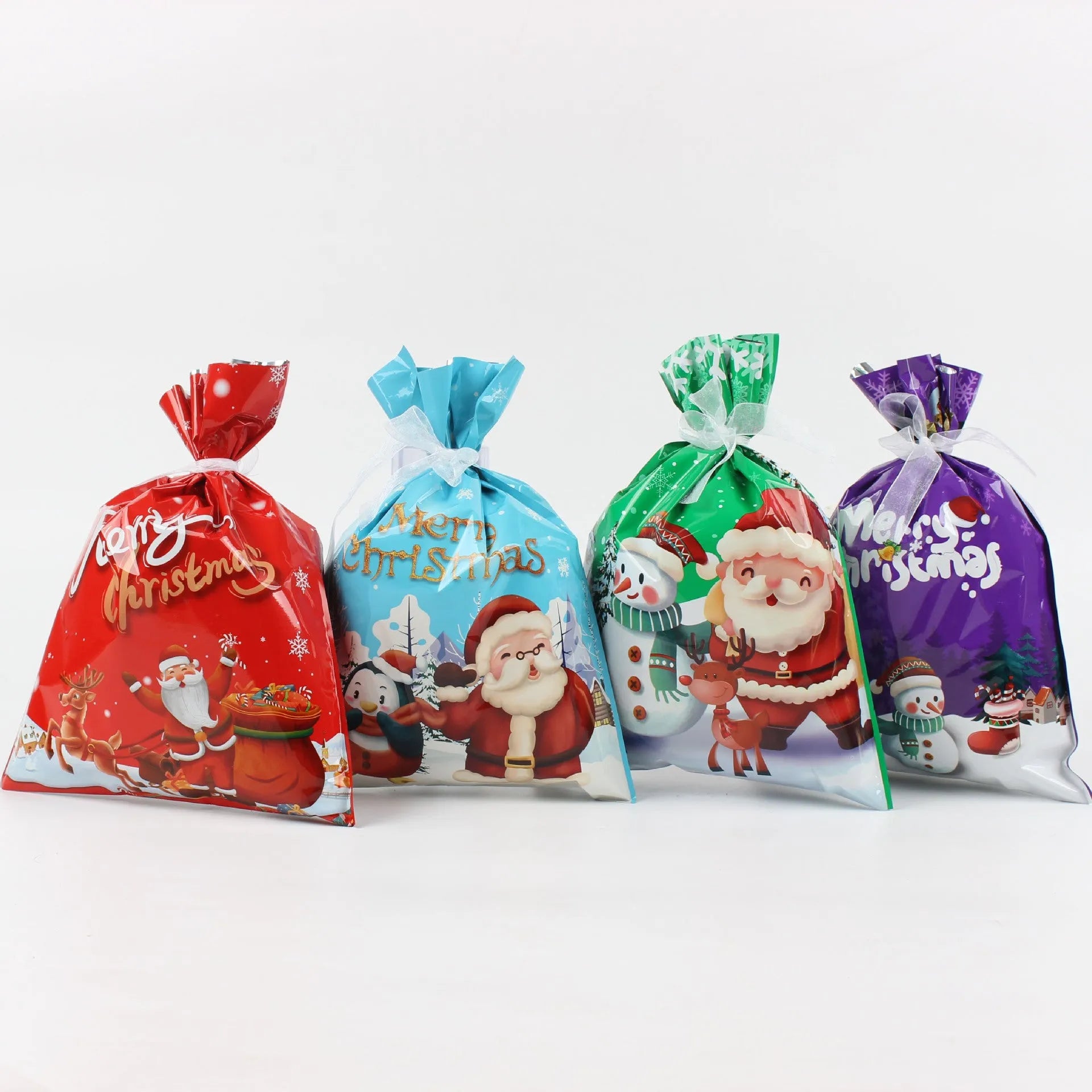 Christmas gift tying packing machine with OPP aluminium laminated PE bags in various sizes and colours