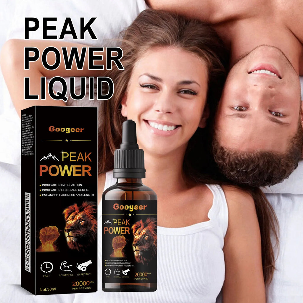 Googeer Peak Power Liquid Energy Supplement bottle containing 30ml of concentrated nutritional formula for adult health care.