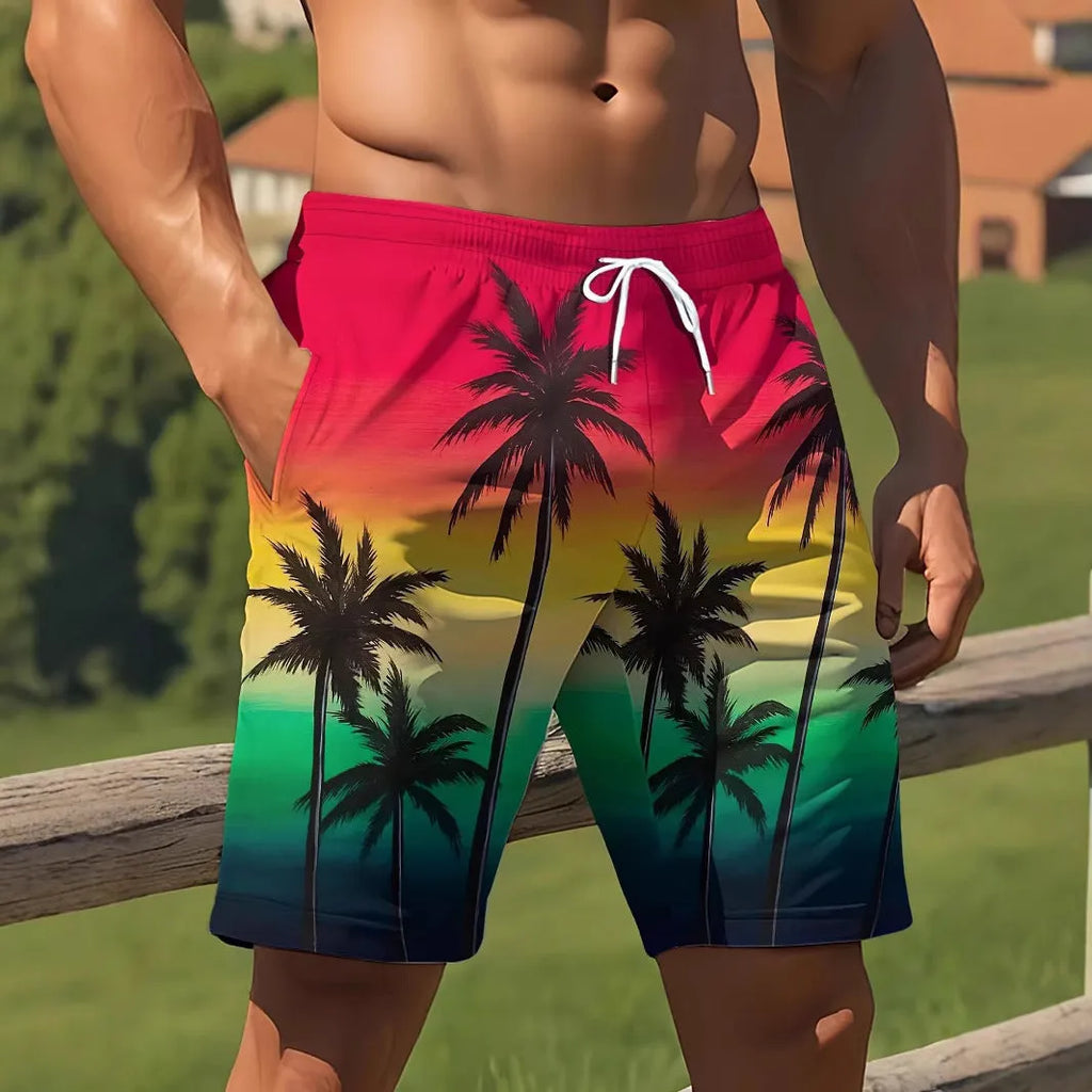 Man's blue swimming trunks made from quick-dry polyester fabric with a micro-elastic fit.