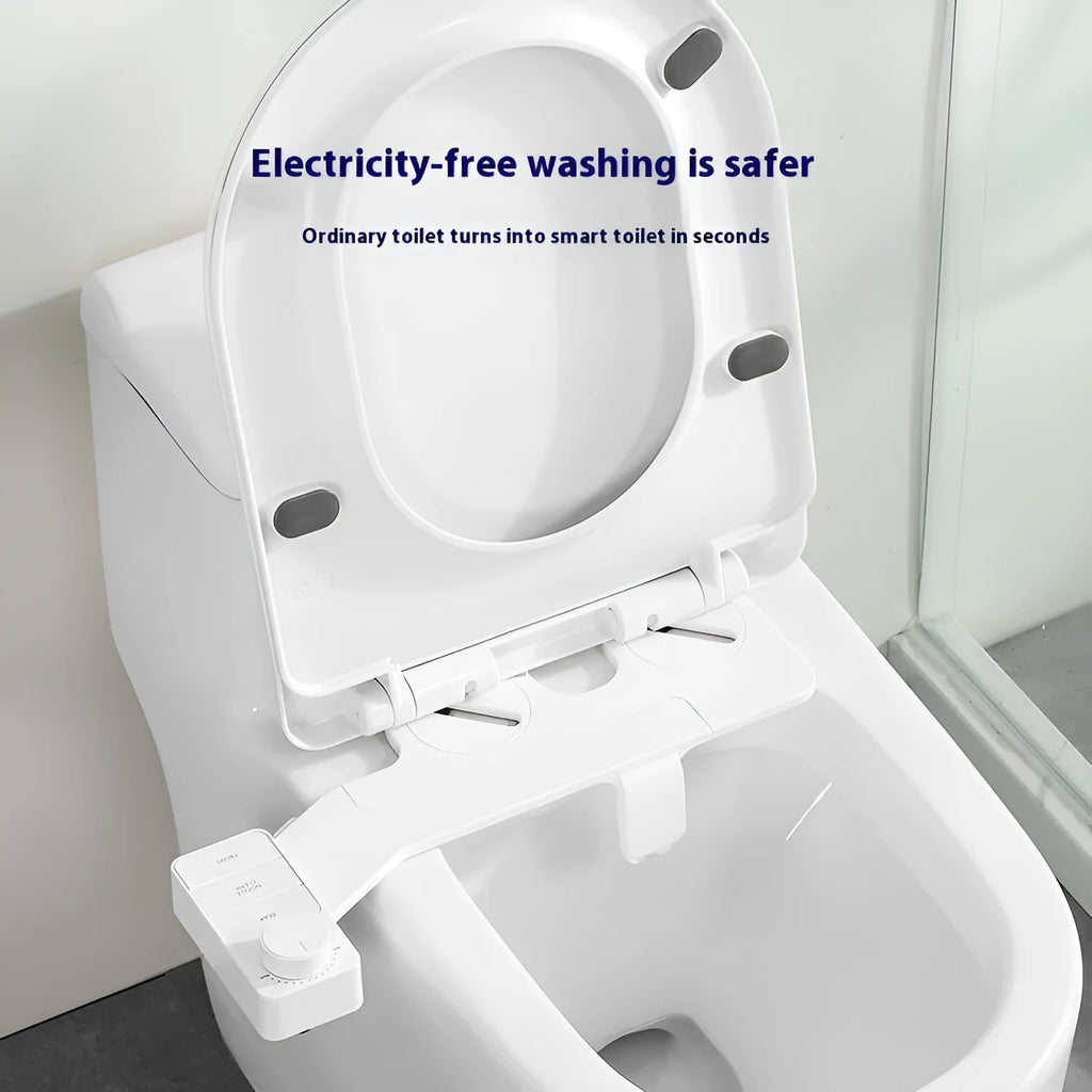 Pure white butt-lifting wash tool with detachable nozzle and one-click knob, no plug required.