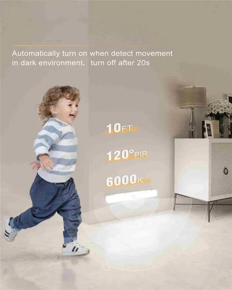 White motion sensor cabinet light with battery display screen, available in 1m to 5m lengths for household use