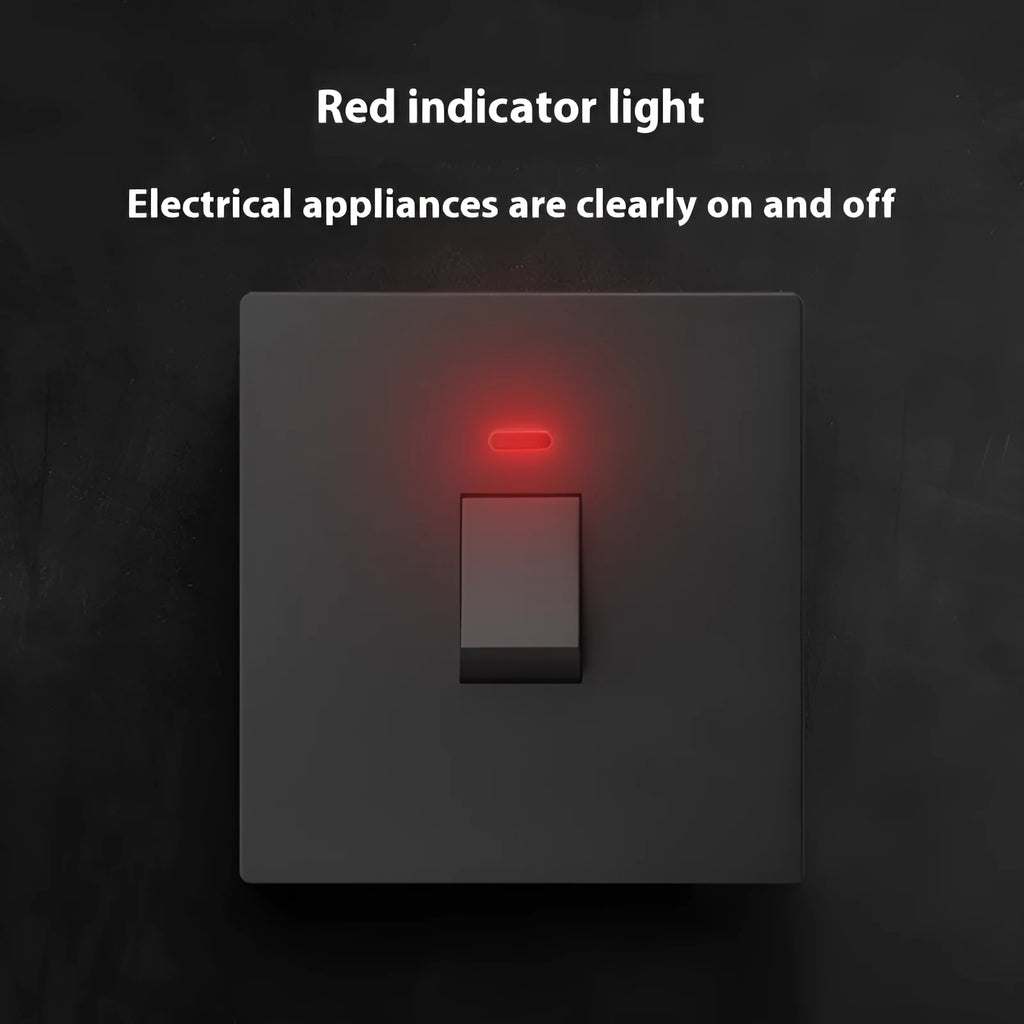 Double-pole illuminated electrical switch in gold, grey or white for water heater and air conditioner circuits