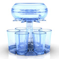 Six-shot glass dispenser holder with six glasses in transparent PMMA material