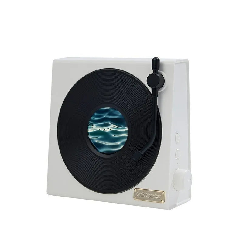 Retro Bluetooth speaker in blue with portable design