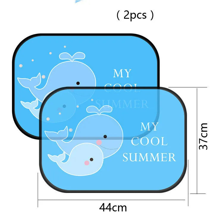 Electrostatic car side window sunshade with character designs for clip-free installation