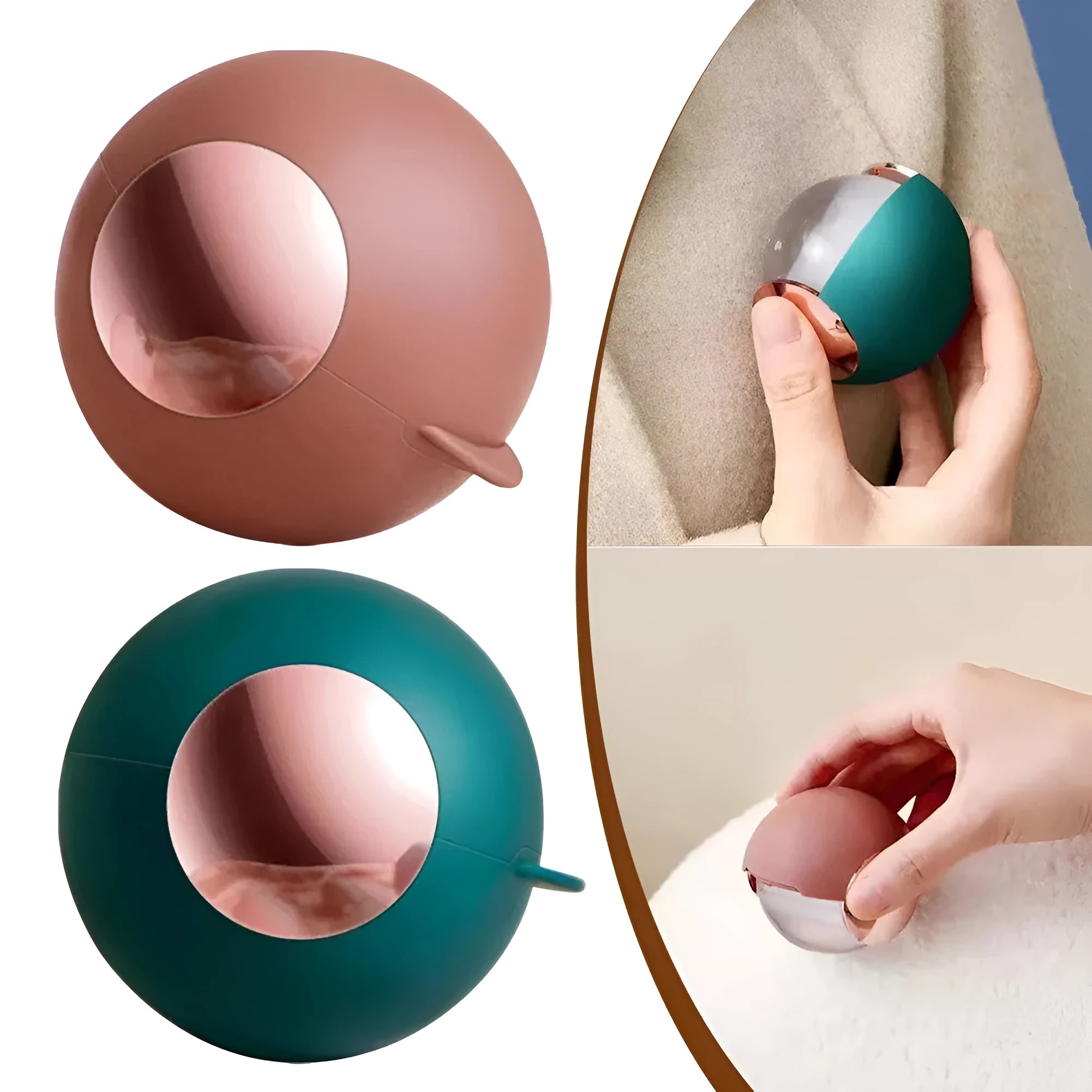 Green gold reusable gel lint roller with portable handle for pet hair removal.