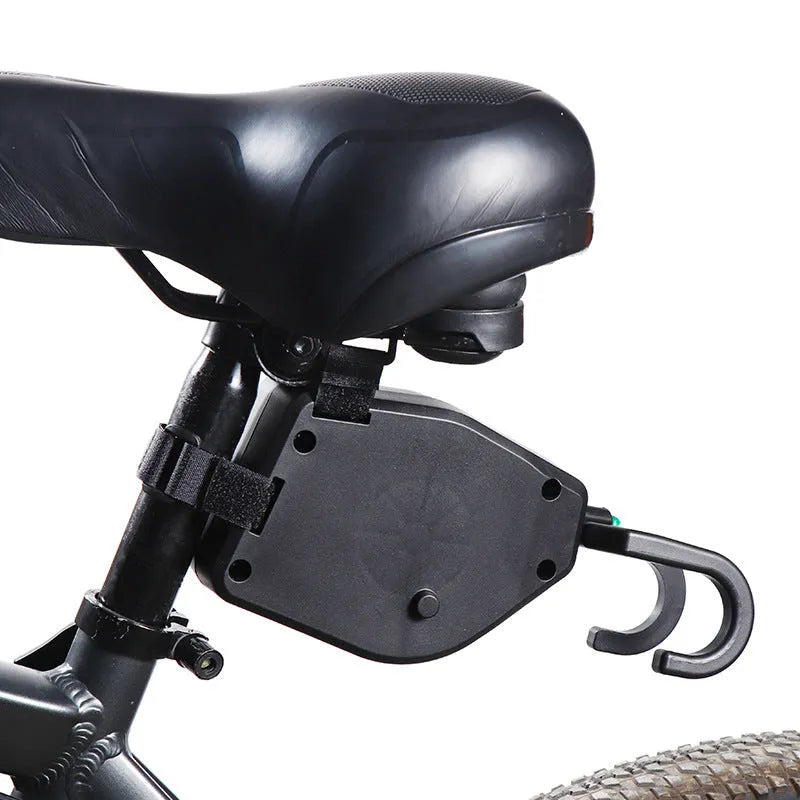 Black plastic bicycle trailer tow rope for connecting bikes to cargo or child trailers.