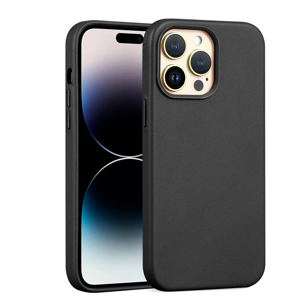 Magnetic absorbing genuine leather phone case for iPhone in various colour options