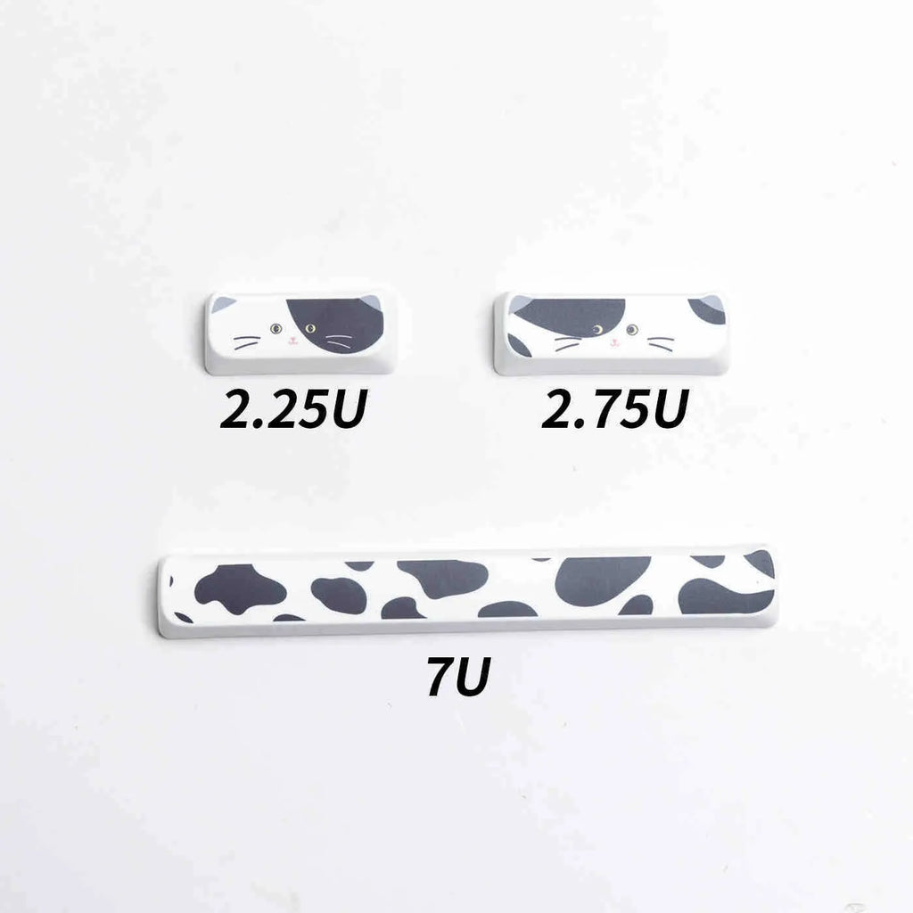 Black and white kitten full set sublimation key cap set with PBT material in MAO height for mechanical keyboards