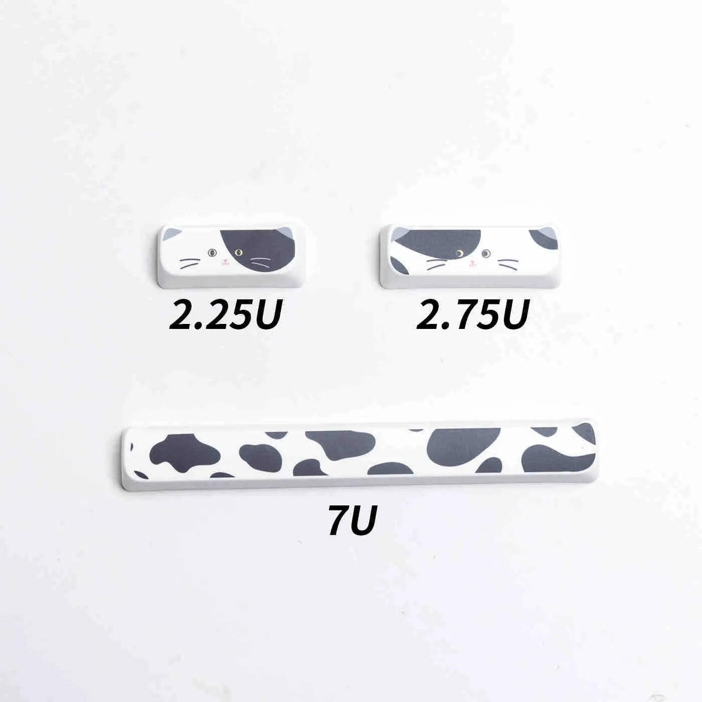 Black and white kitten full set sublimation key cap set with PBT material in MAO height for mechanical keyboards