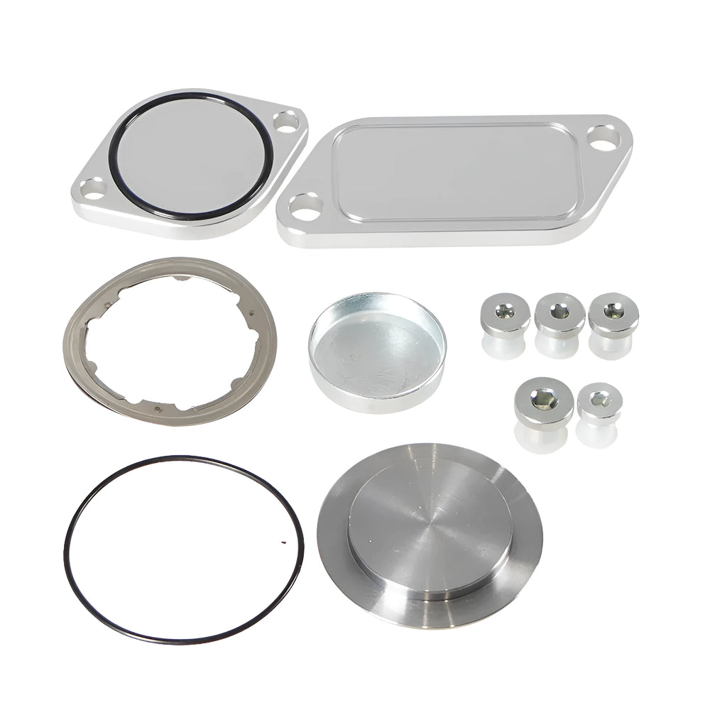 Silver aluminium alloy automotive valve cover for cooler exhaust gas recirculation plug replacement