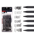 Six wood-free graphite sketching pencils showing different hardness grades HB 2B 4B 6B 8B EE