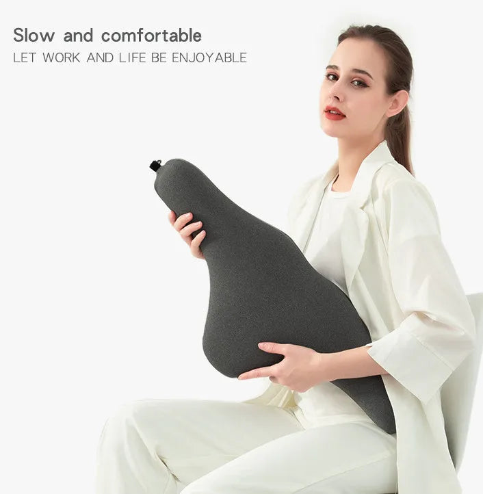 Car neck memory foam pillow in dark gray colour for automotive headrest support