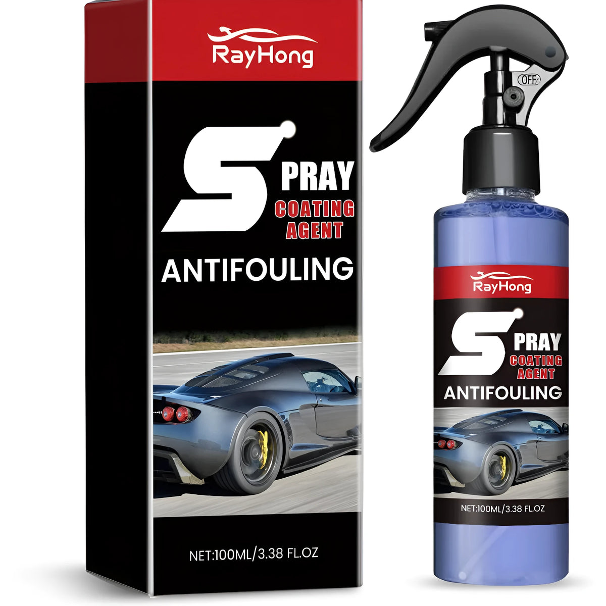 100ml coating agent spray in PET bottle, 3.8x16.8cm, silicone-based formulation with mineral oil