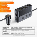 Black vehicle cigarette lighter charger with multiple USB ports and 1 metre cable for car charging