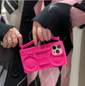 Pink silicone phone case for iPhone 11-14 Pro Max, all-inclusive fall protection design.