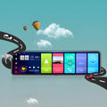 Black rearview mirror car dash cam with front and rear cameras for dual recording