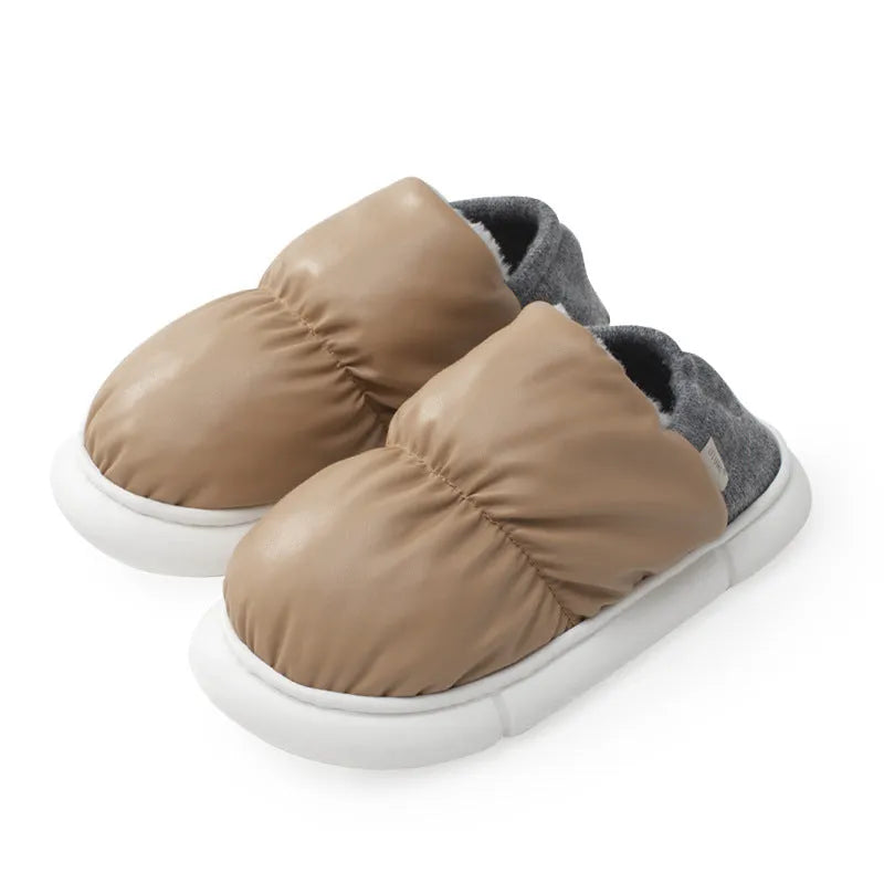 One Shoe Two Wear cotton slippers with thick plush bag, artificial PU upper, EVA sole, Astronaut barley white colour