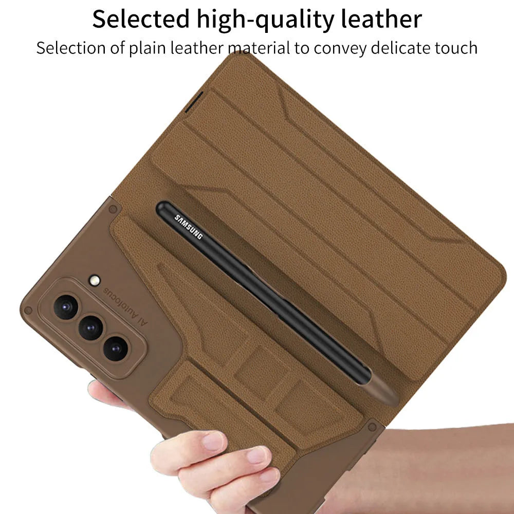 Samsung Galaxy Z Fold5 PC back cover case in carbon fibre pattern on phone