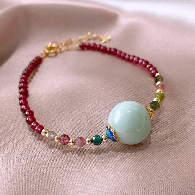 Women's aquamarine tourmaline bracelet with Korean drop shape design in Chinese style